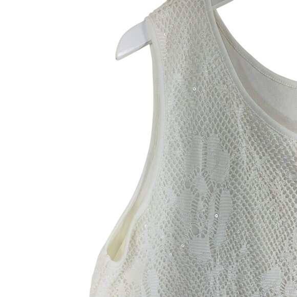 textured lace sleeveless camisole dress white size 16 Jessica plus size - Picture 10 of 12